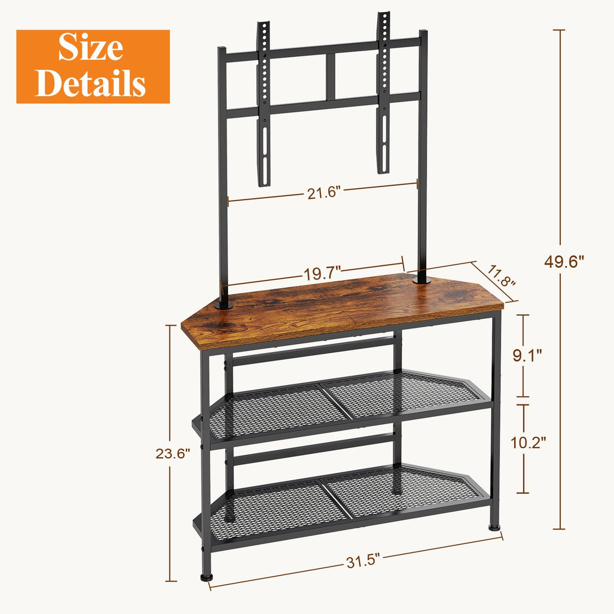 23" to 60" Corner TV Stand with Mount and Storage Shelves U267571