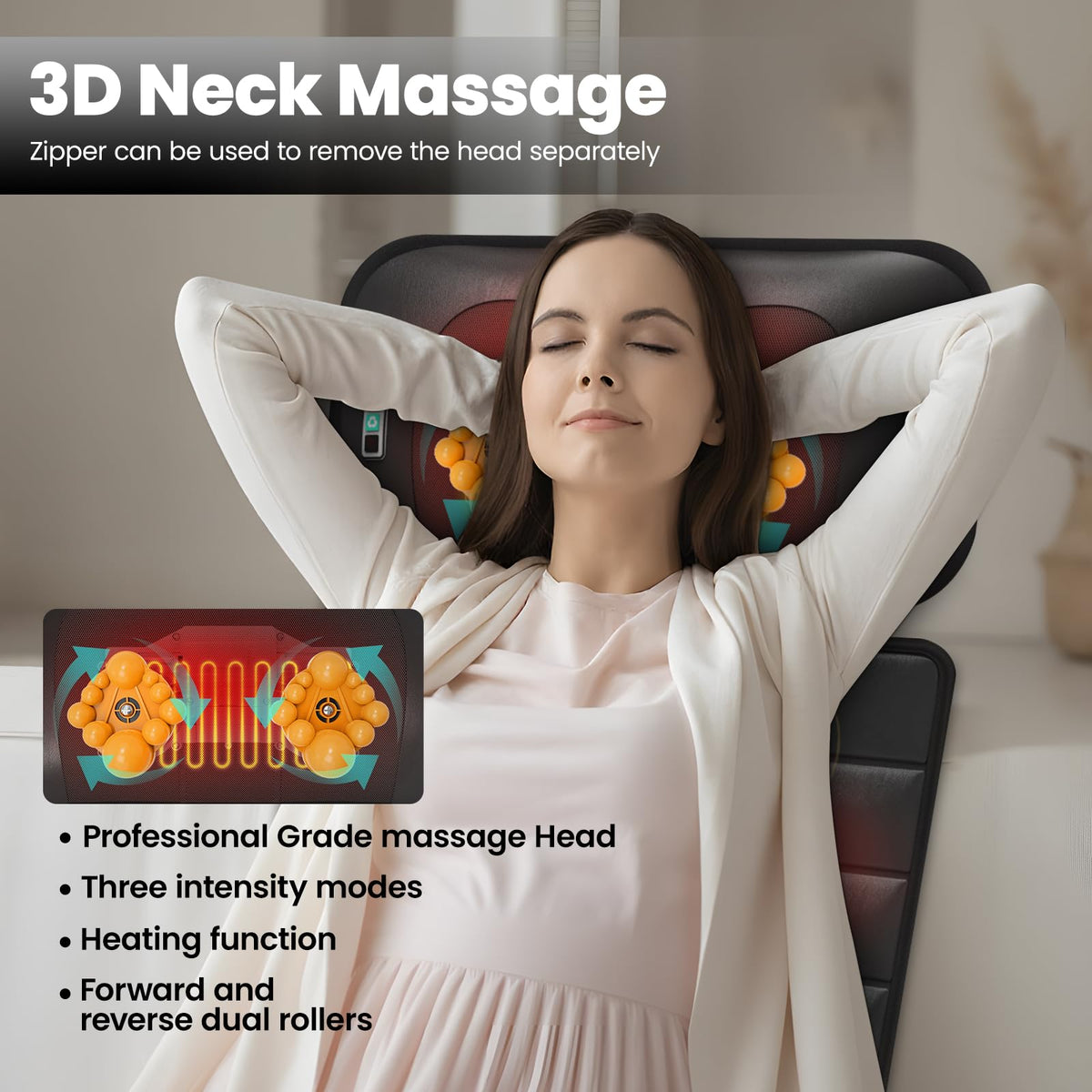 Black Full Body Vibration Heating Massage Mat with 10 Vibrating Motors and 9 Speed Settings G8789