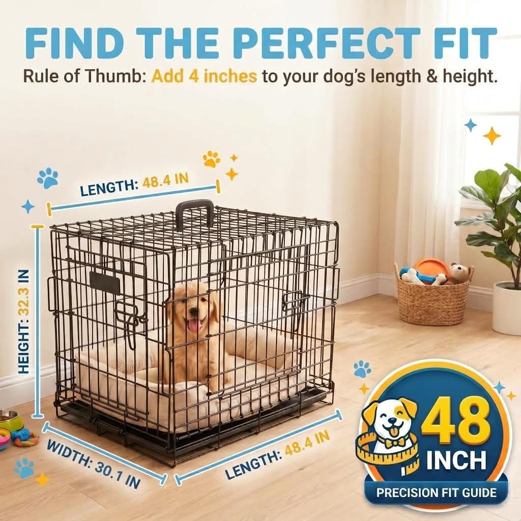 48inch 2-Door Foldable Metal Wire Dog Crate E2522