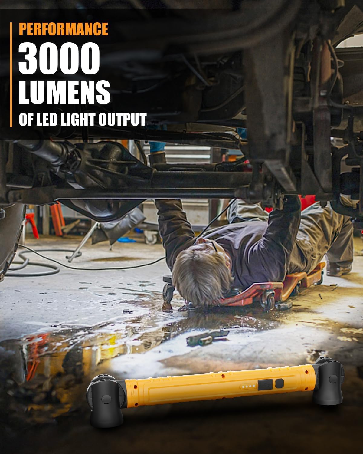 3000LM Rechargeable LED Work Light with Hooks I350662