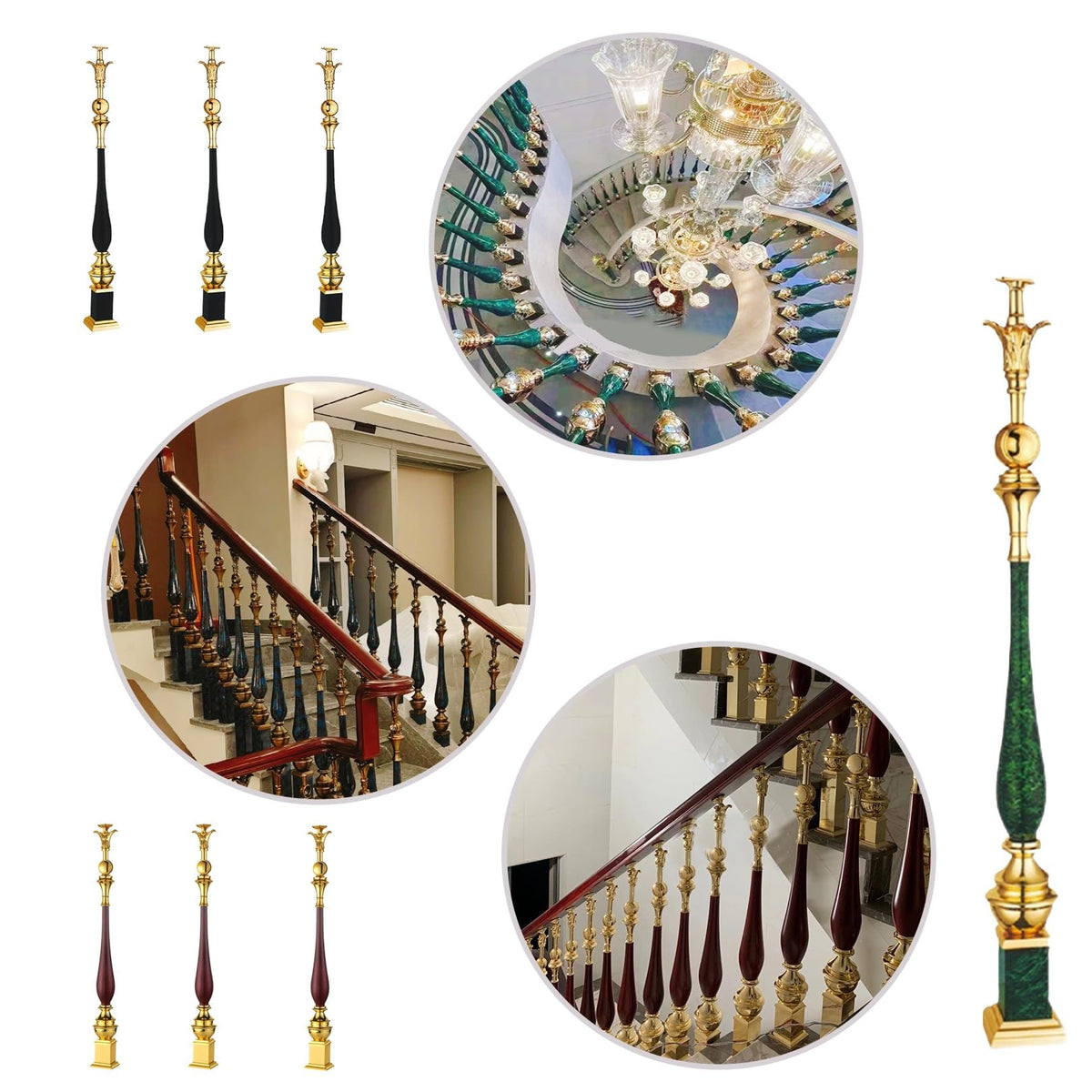 Black 6 Pack Aluminum Alloy Baluster Spindles L813