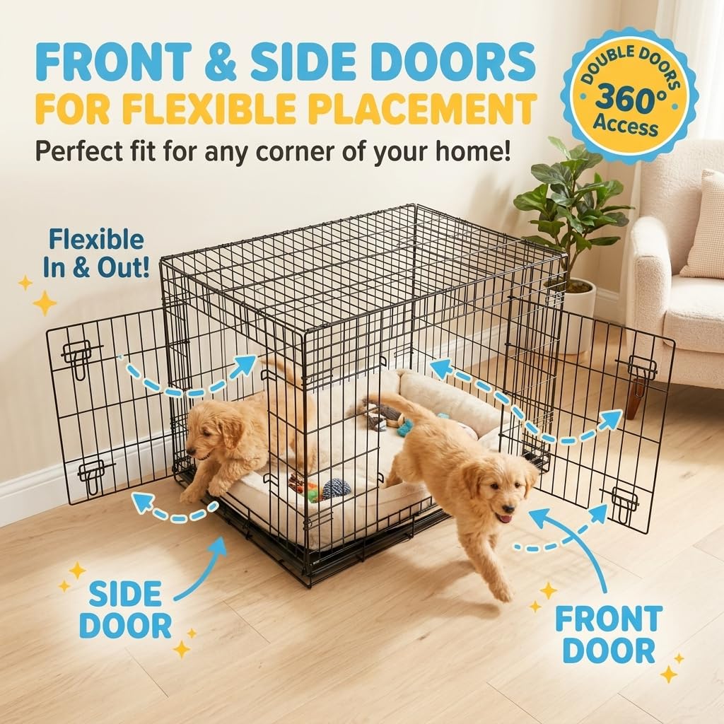 48inch 2-Door Foldable Metal Wire Dog Crate E2522