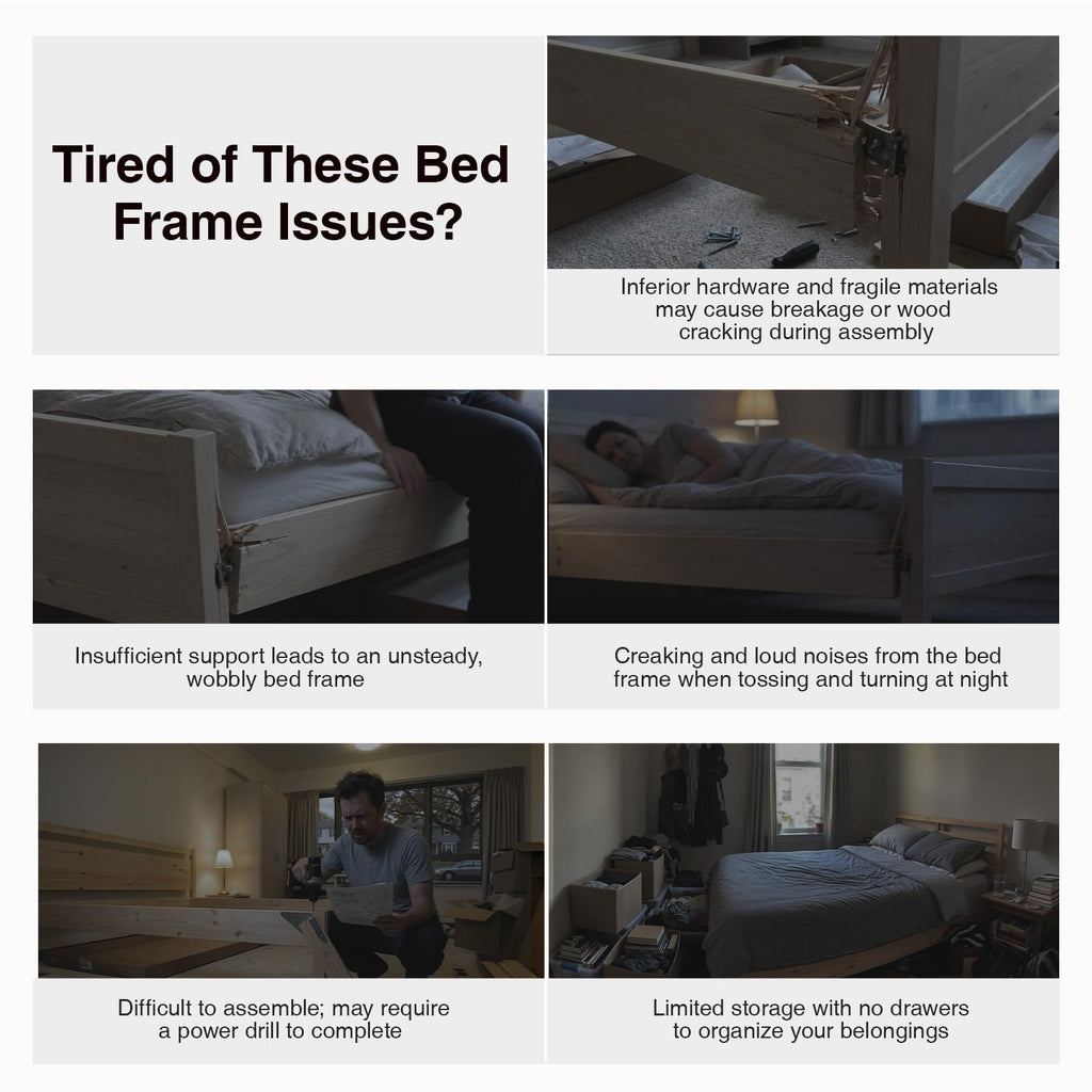 Beige Queen Bed Frame with Drawers C796799