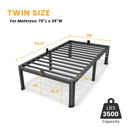 14 Inch Twin Metal Bed Frame X9046