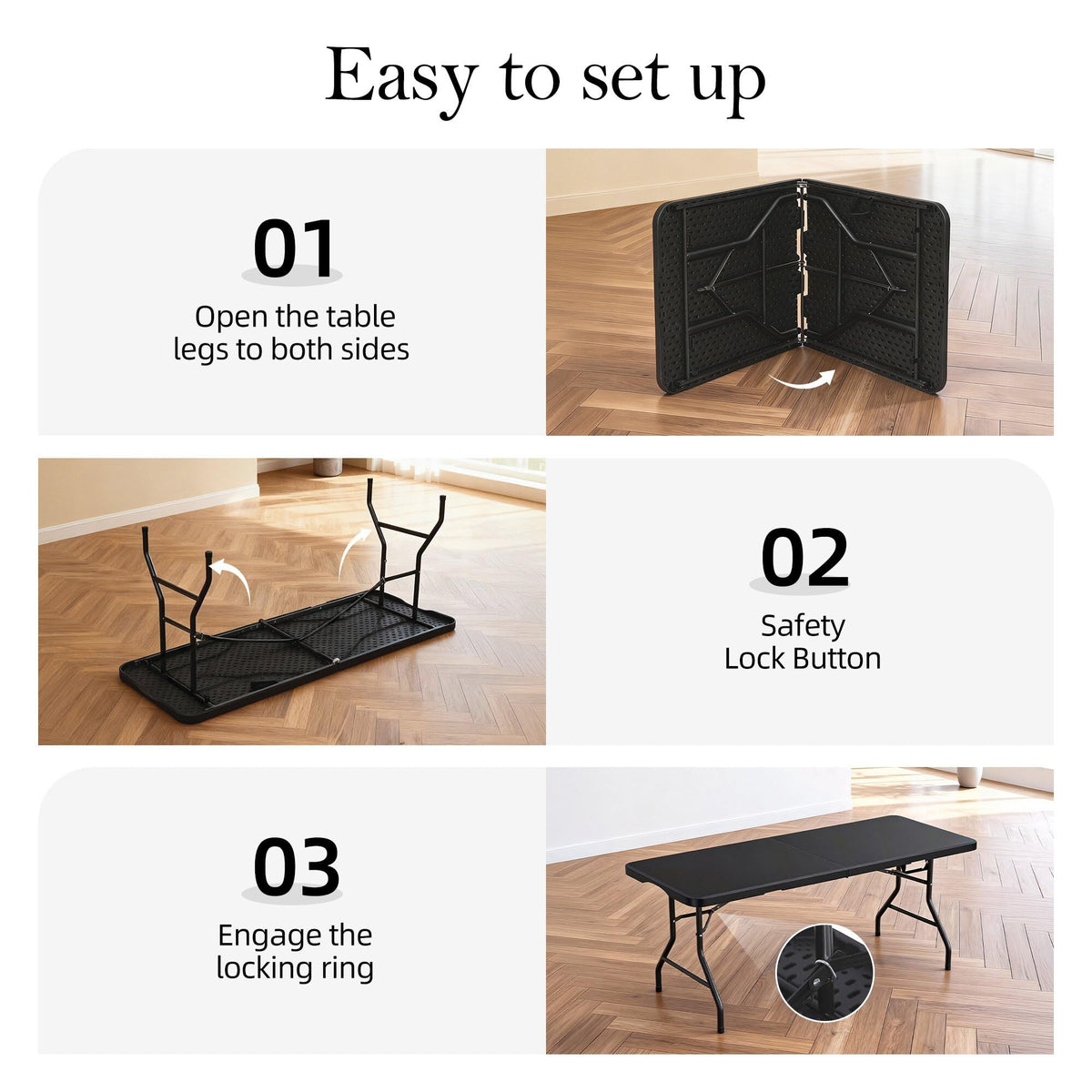 6FT Heavy Duty Foldable Plastic Table J96493