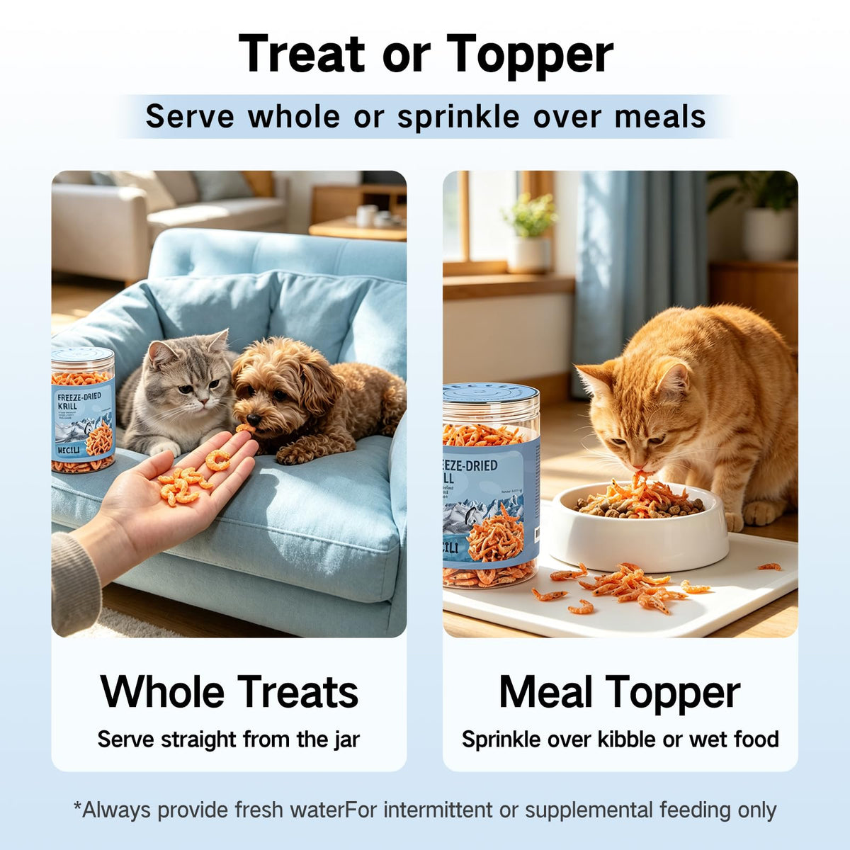 Freeze Dried Antarctic Krill Treats for Dogs & Cats, Omega-3, 4 oz K488