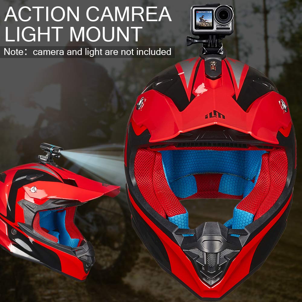 Adult Dirt Bike Helmets ATV Motocross Helmet with Camera Mount DOT Red Black M X48850