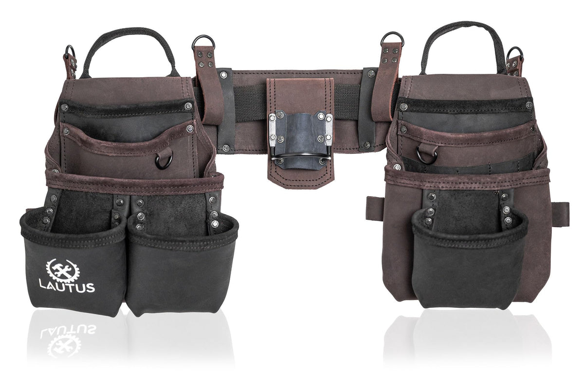 Top Grain Leather Tool Belt 18 Pockets A91781