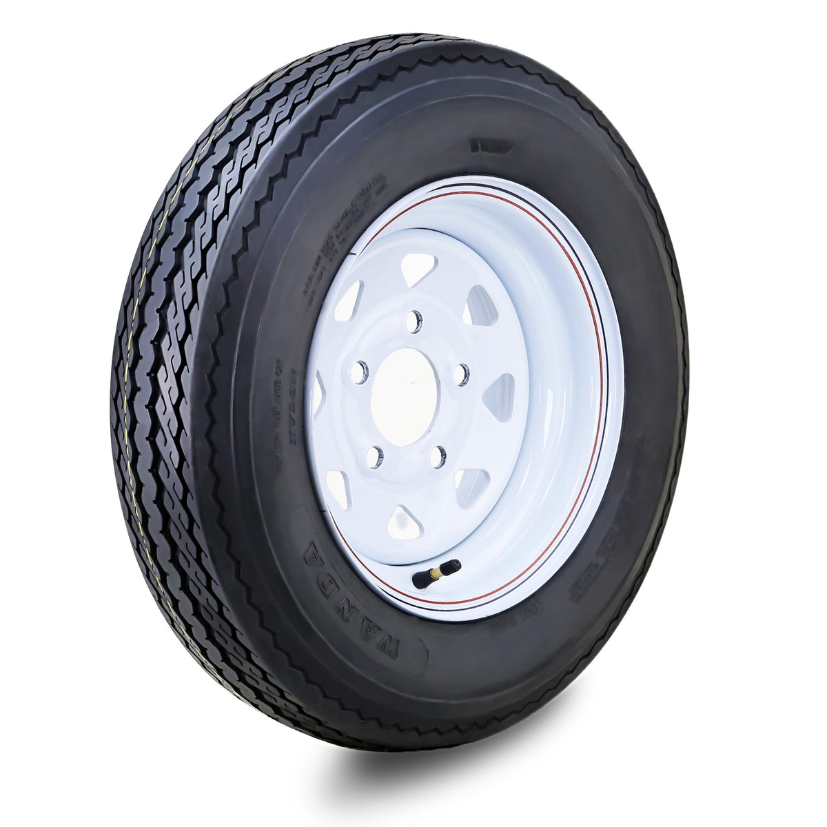 5.30-12 Trailer Tire Wheel 6-Ply White Spoke Rim E1034