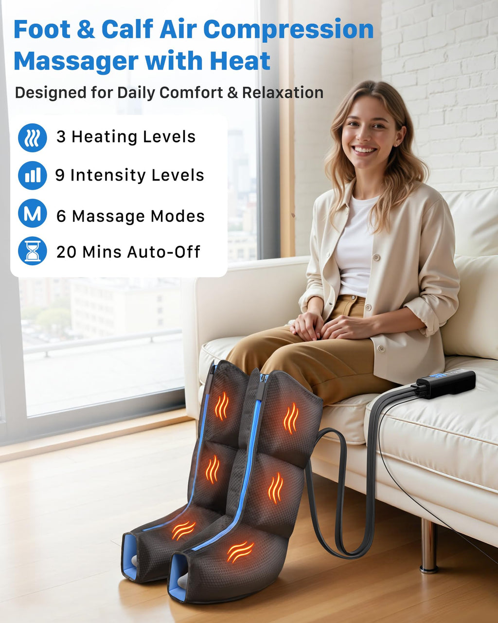 Air Compression Leg Massager with Heat L379