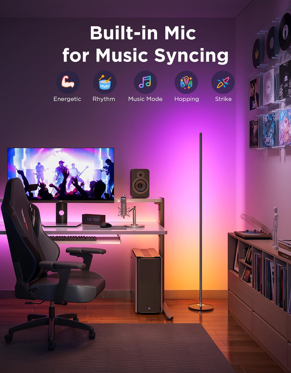 Black RGBIC LED Floor Lamp O81024