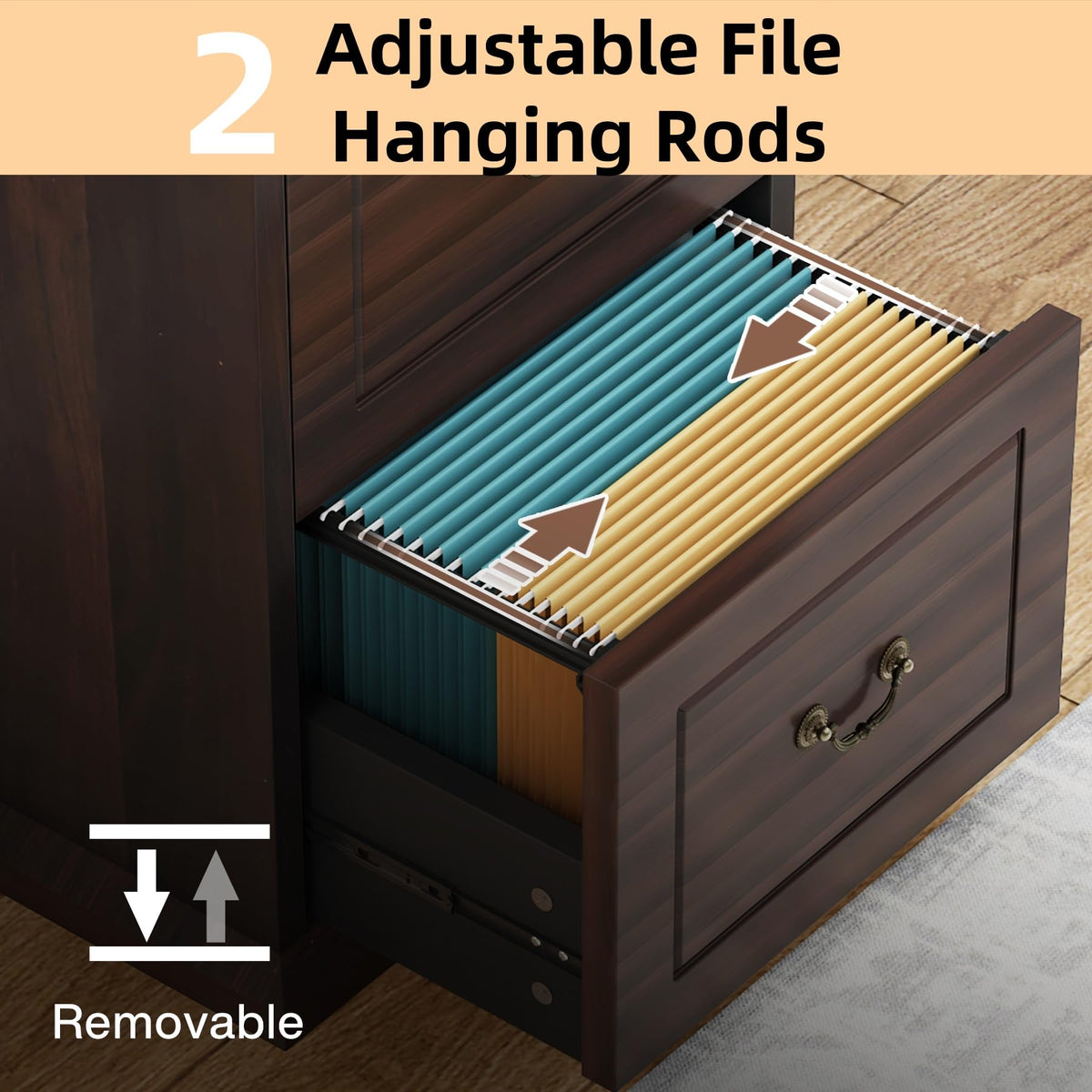 4 Drawer Walnut File Cabinet W473797