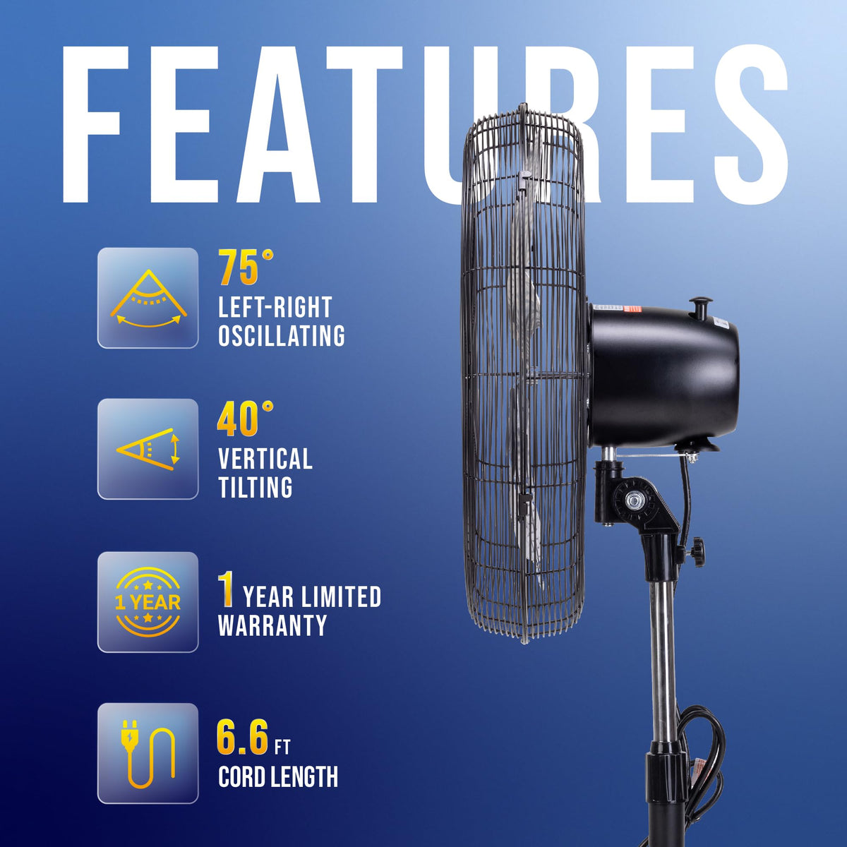 20 Inch High Velocity Oscillating Pedestal Fan G4892