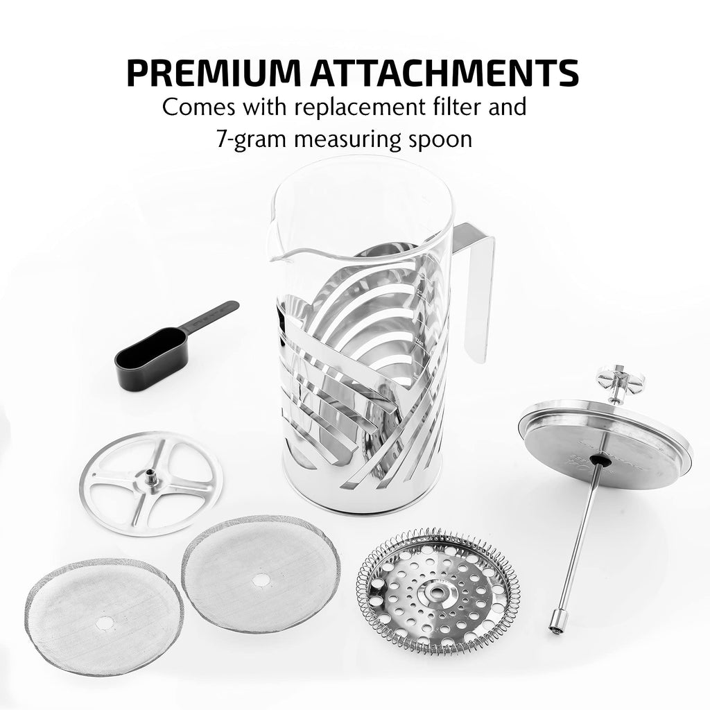 French Press Coffee Maker 34oz with 4 Filters B92998