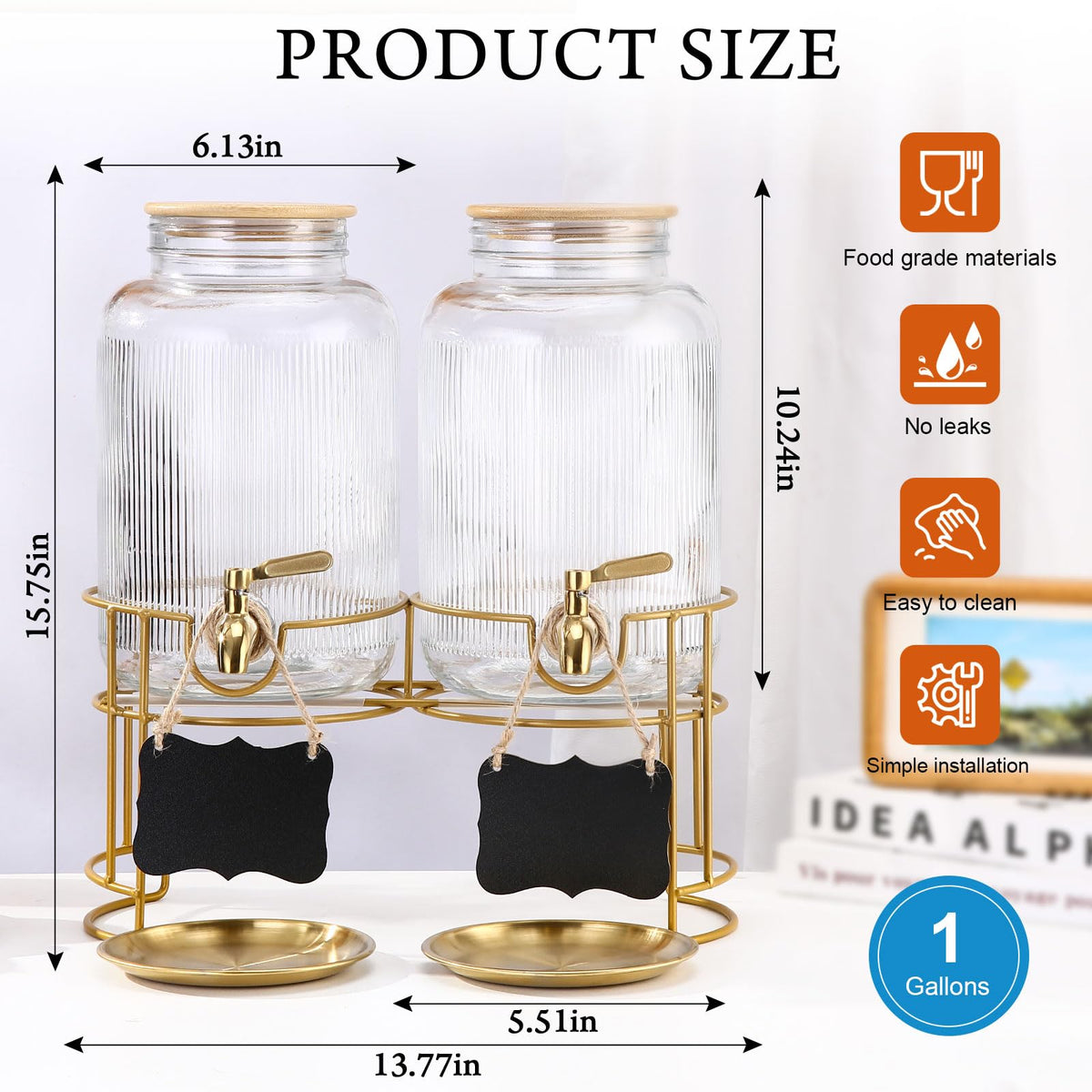 1 Gallon Stainless Steel Beverage Dispenser with Stand and Spigot H814927
