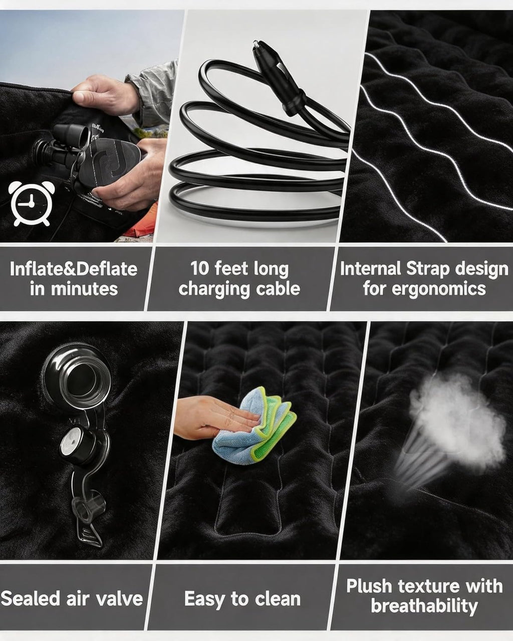 Inflatable Car Air Mattress with Pump & Pillows U8179