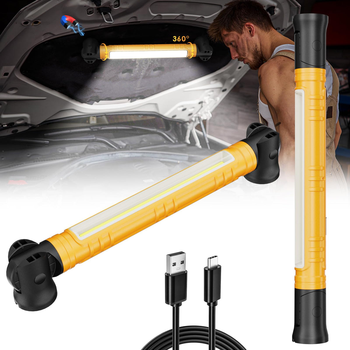3000LM Rechargeable LED Work Light with Hooks I350662