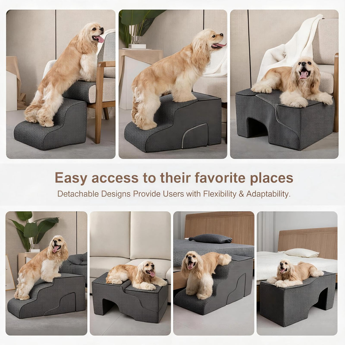5-Step Non-Slip Dog Stairs with Tunnel W6946