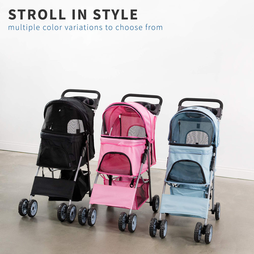 Black 4 Wheel Foldable Pet Stroller A619361