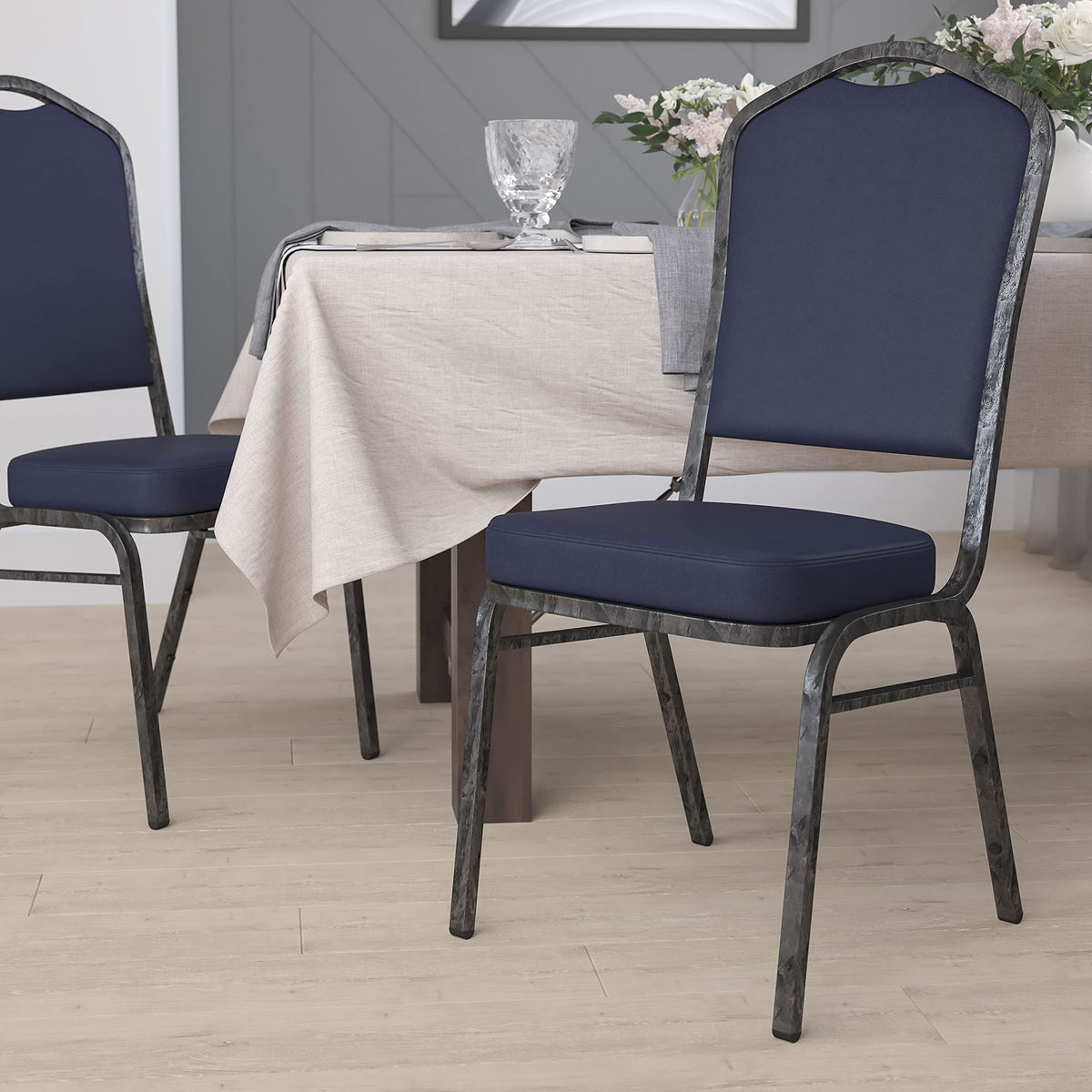 Silver Vinyl Stackable Banquet Chair O5535