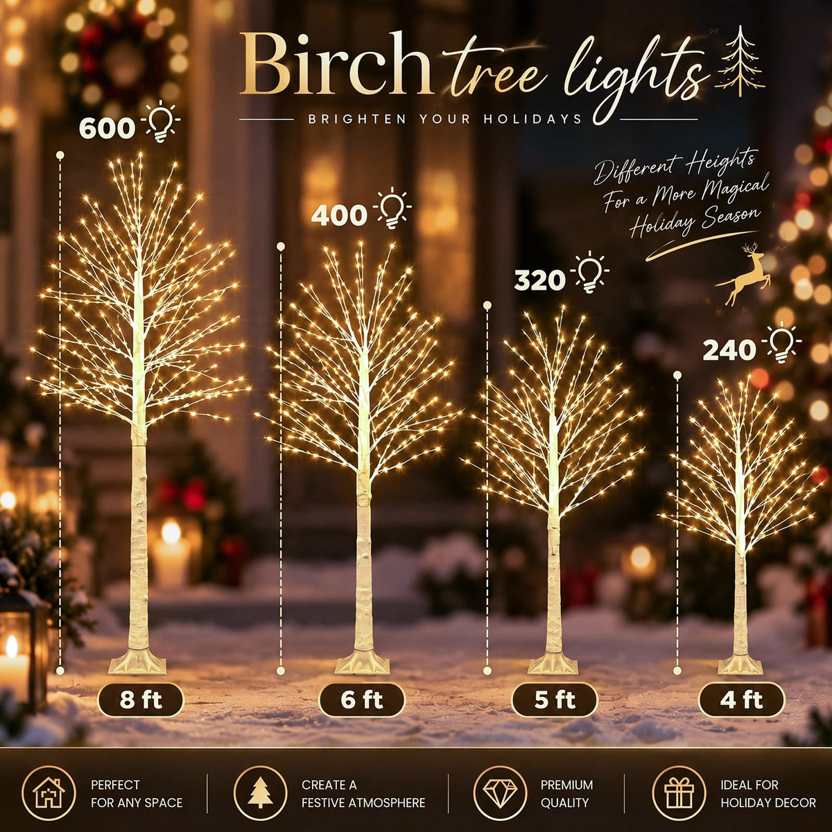 4 Pack Lighted Birch Tree C578255