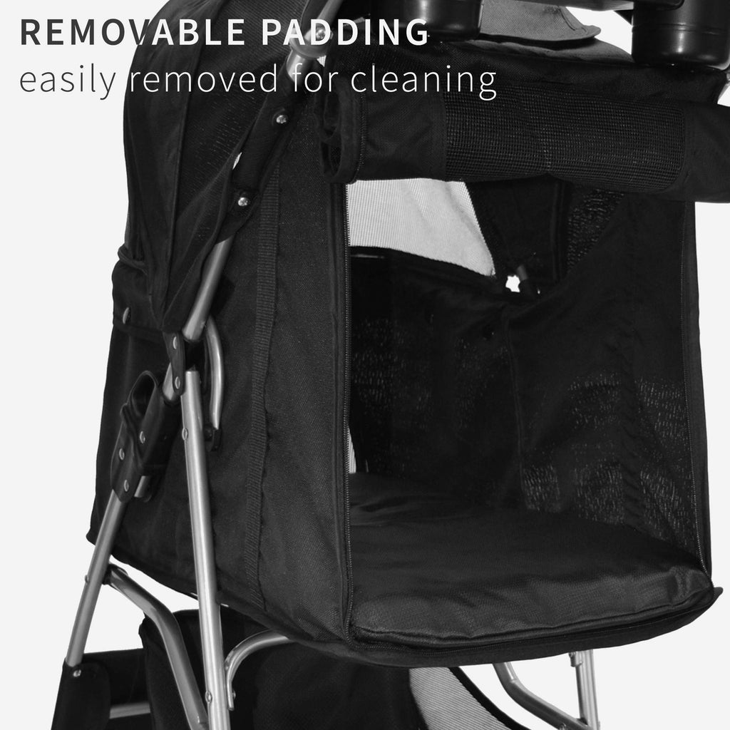 Black 4 Wheel Foldable Pet Stroller A619361