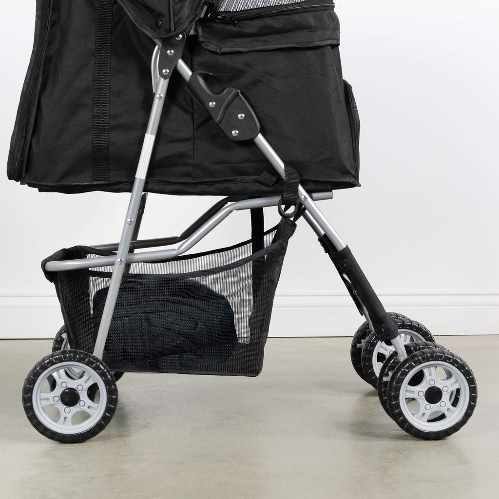Black 4 Wheel Foldable Pet Stroller A619361
