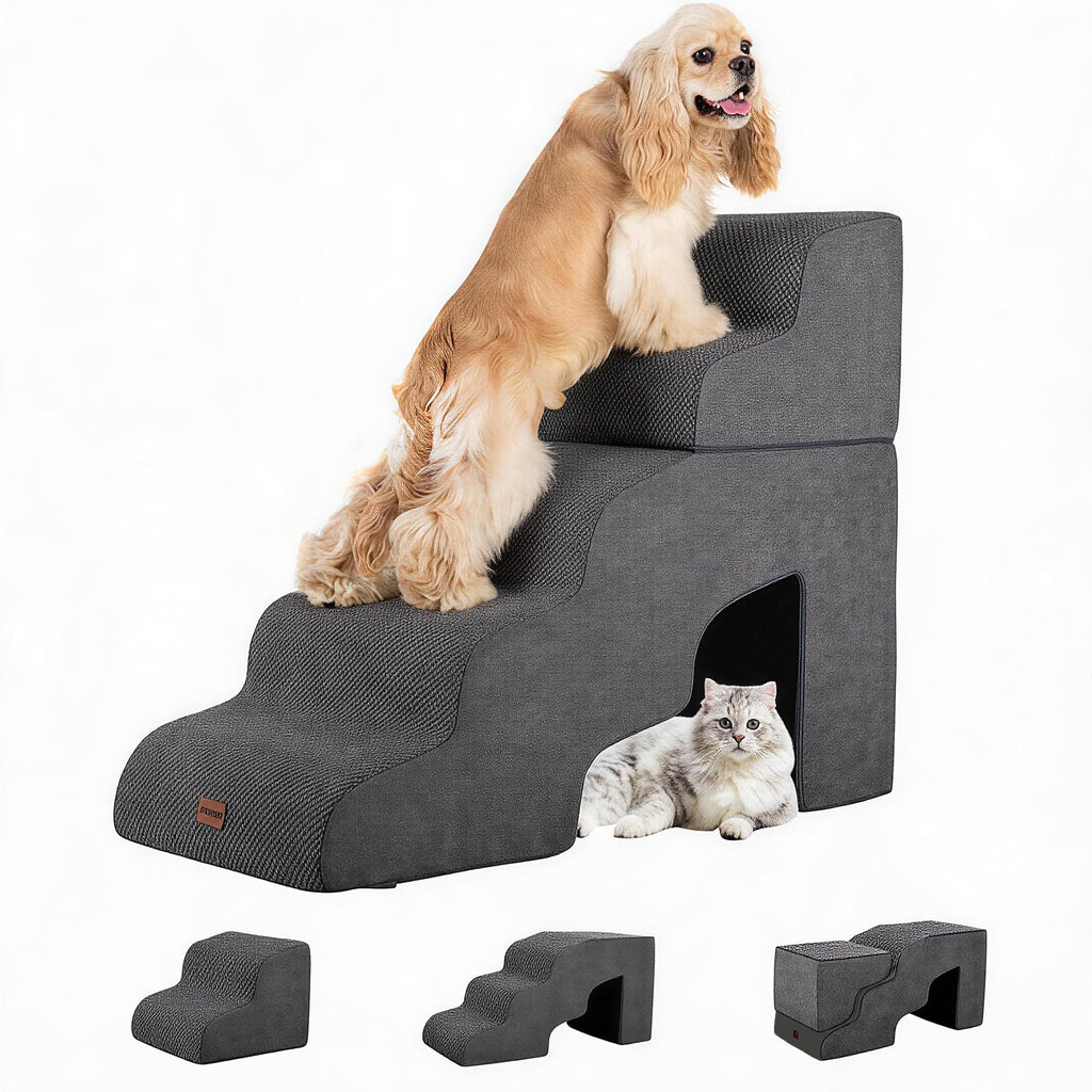 5-Step Non-Slip Dog Stairs with Tunnel W6946