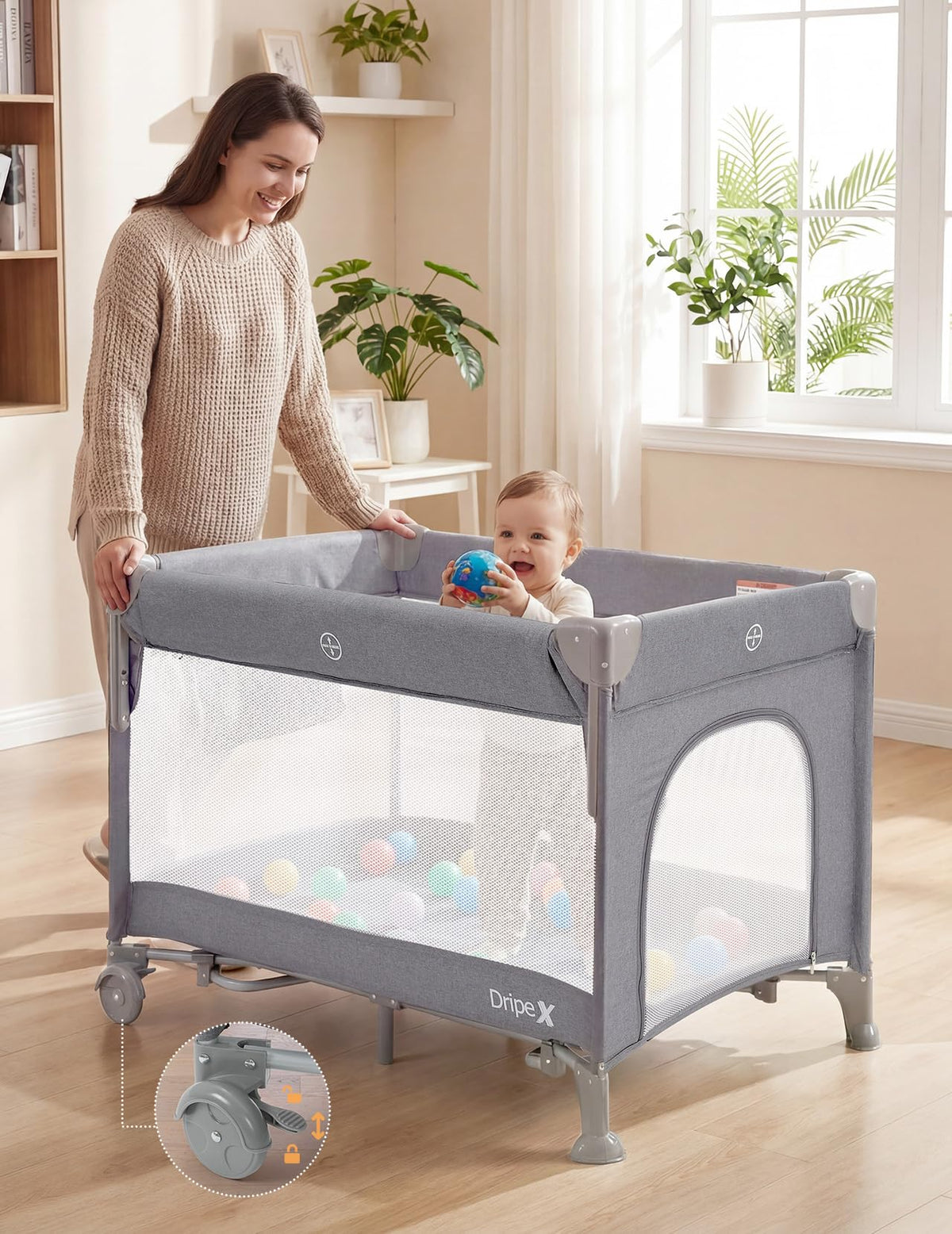 5 in 1 Baby Bassinet Light Grey P681