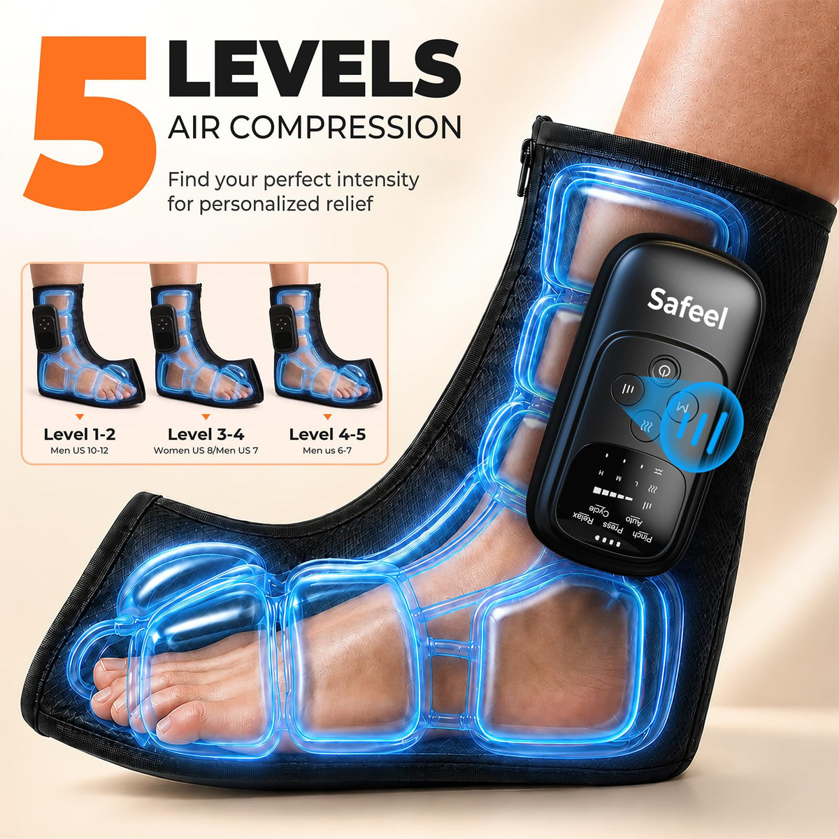 2 Pack 4-in-1 Air Compression Foot Massager with Heat B3376