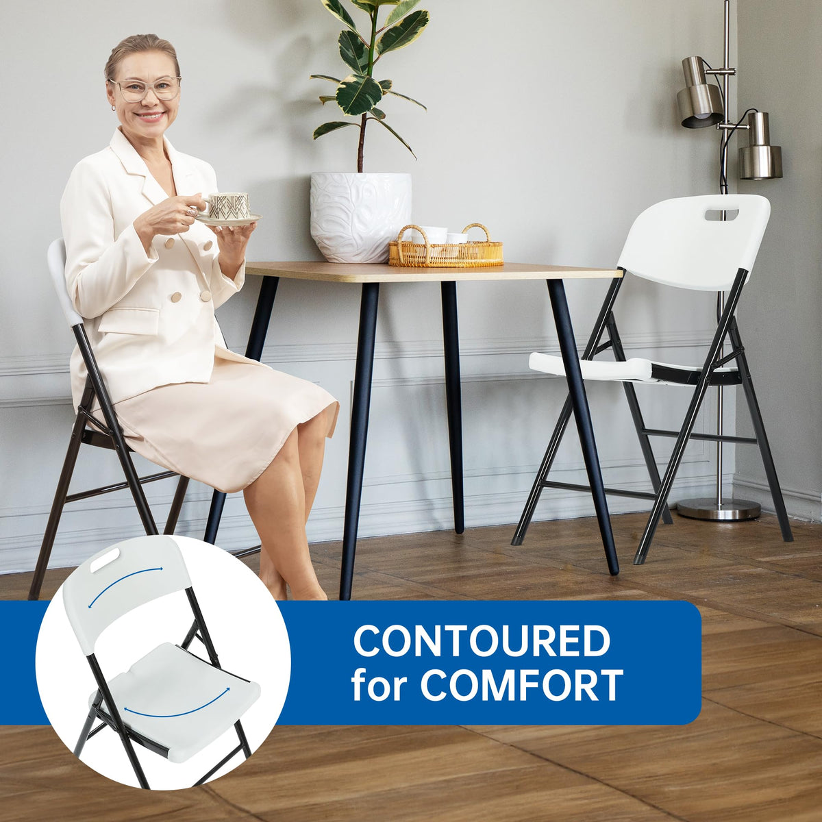 10 Pack White 800 LBS Folding Chairs F72775