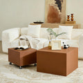 Brown Rolling Leather Coffee Table Set of 2 E41759