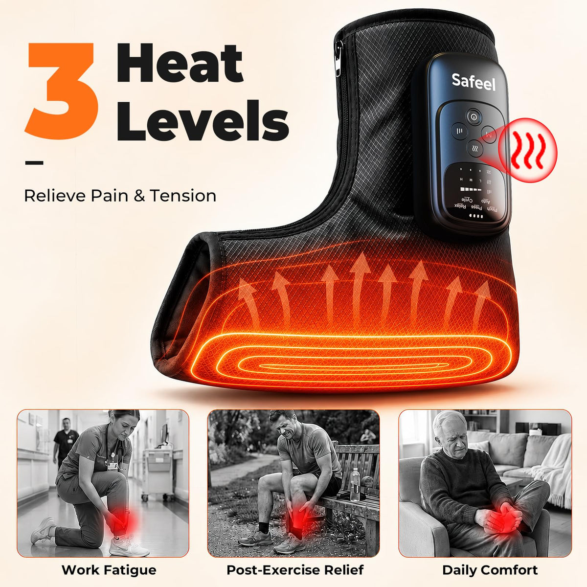 2 Pack 4-in-1 Air Compression Foot Massager with Heat B3376
