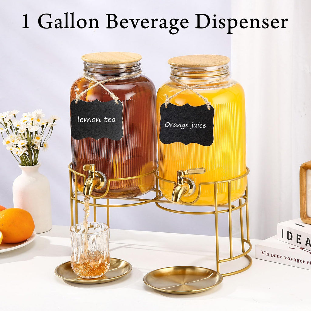 1 Gallon Stainless Steel Beverage Dispenser with Stand and Spigot H814927