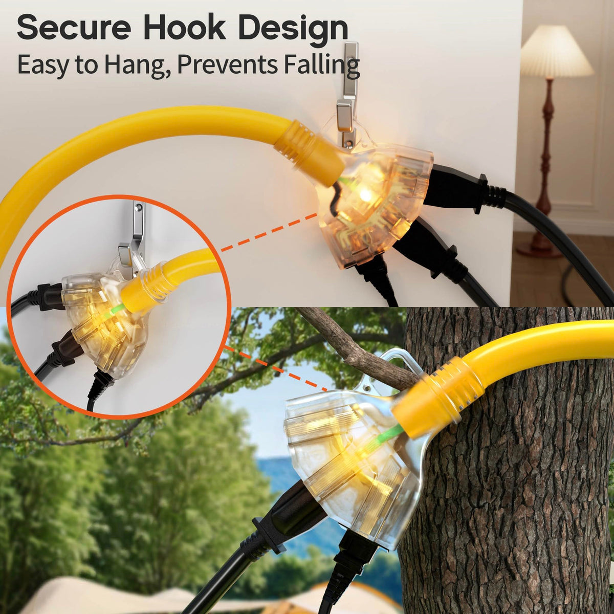 12 Gauge Heavy Duty Extension Cord with Multiple Outlets G58364