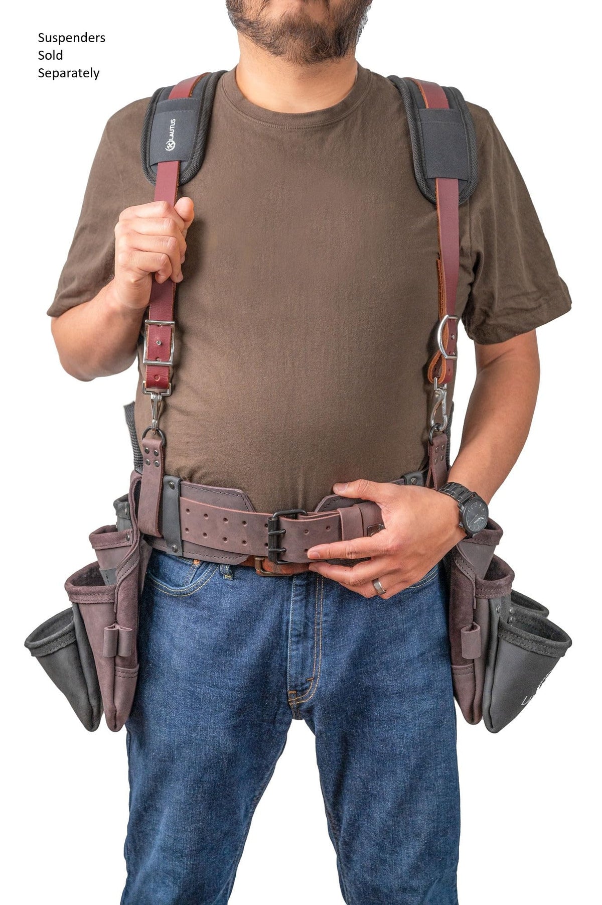 Top Grain Leather Tool Belt 18 Pockets A91781