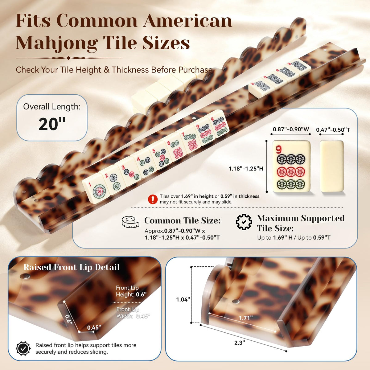 Set of 4 20 Inch Amber Tortoise Acrylic Mahjong Racks with Pushers I926419