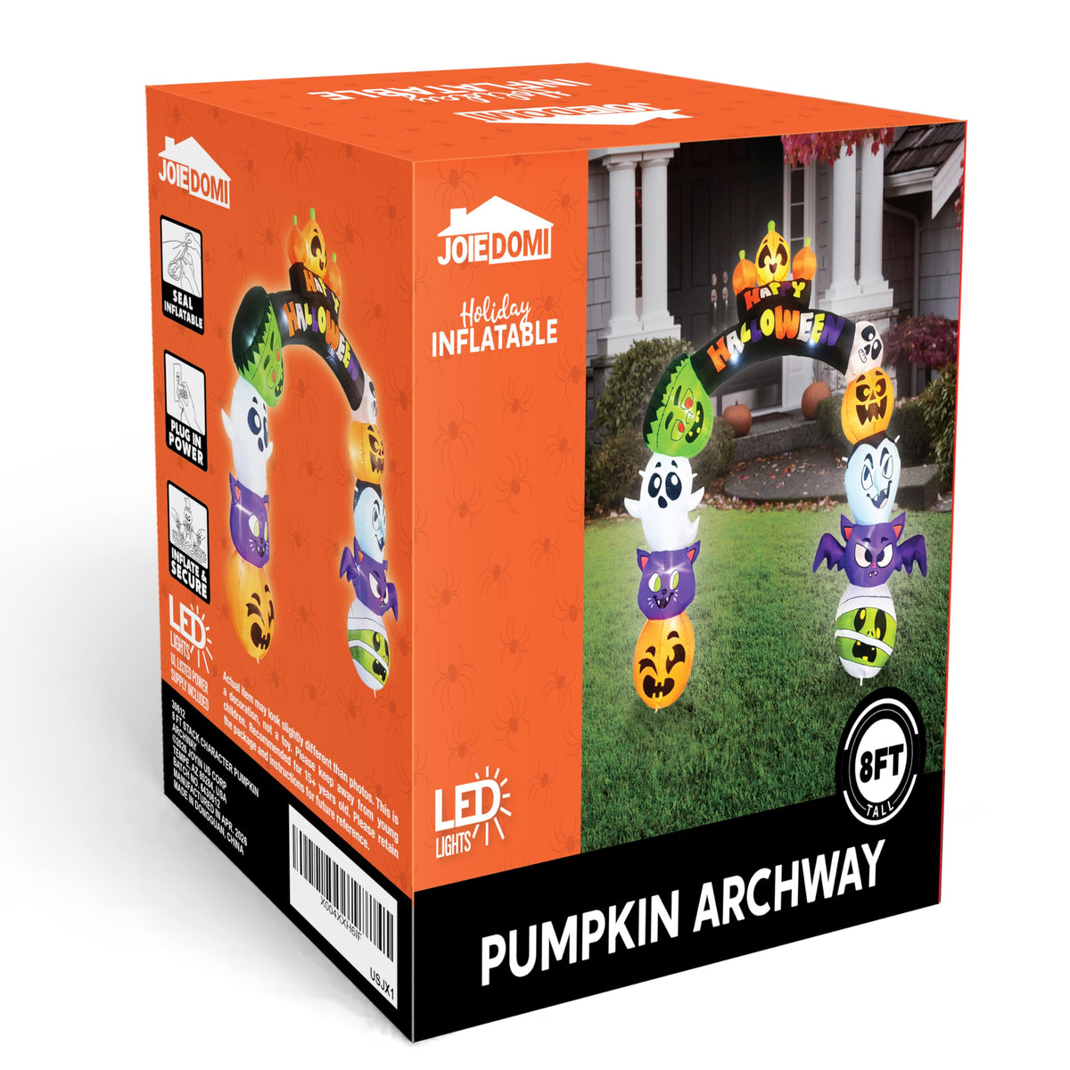 8 FT Halloween Inflatable Pumpkin Archway with LED Lights G910749