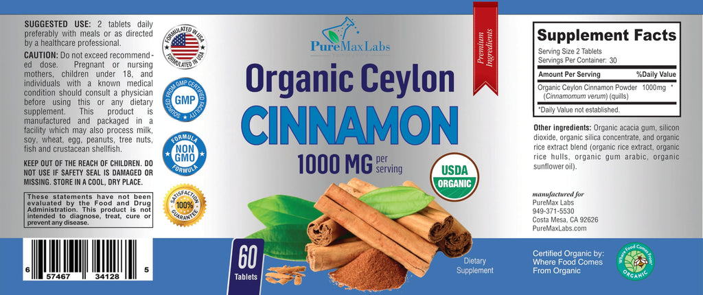 Organic Ceylon Cinnamon 1000mg 60 Tablets R847