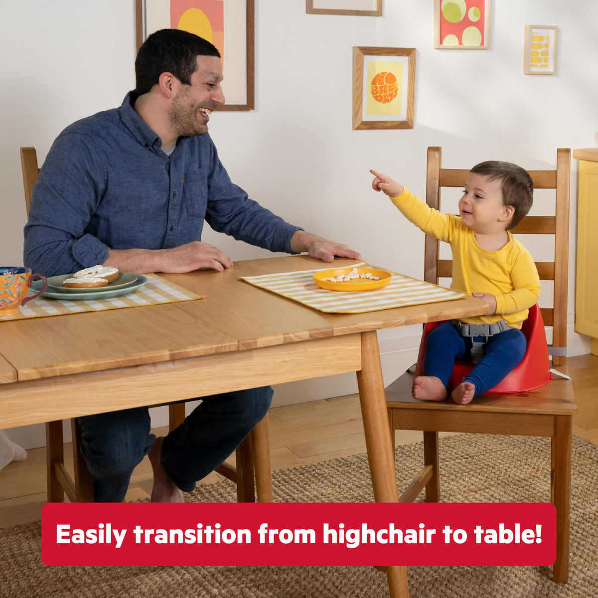 Easy-Clean Baby Booster Feeding Chair with 3-Point Harness V42125