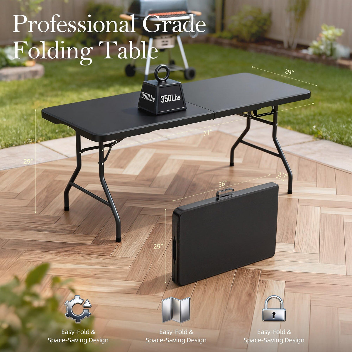 6FT Heavy Duty Foldable Plastic Table J96493