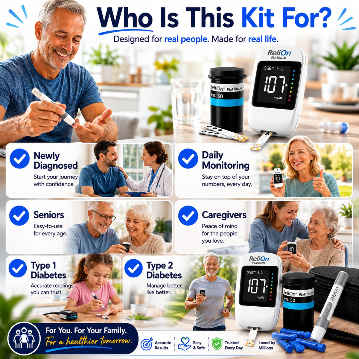 Blood Glucose Monitor Kit with 50 Test Strips T7031