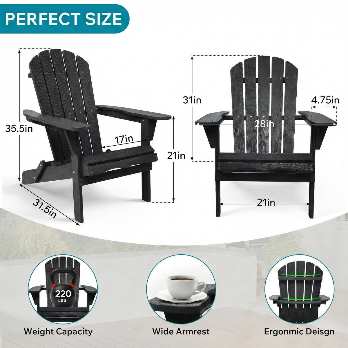 Folding Solid Cedar Wood Adirondack Chair E5697