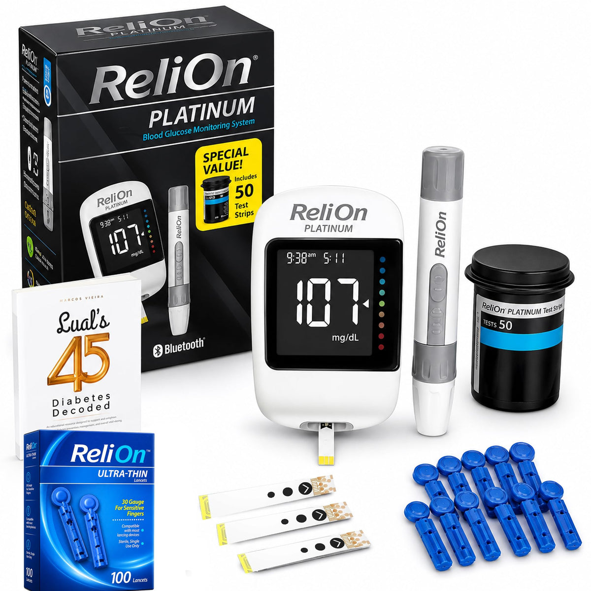 Blood Glucose Monitor Kit with 50 Test Strips T7031