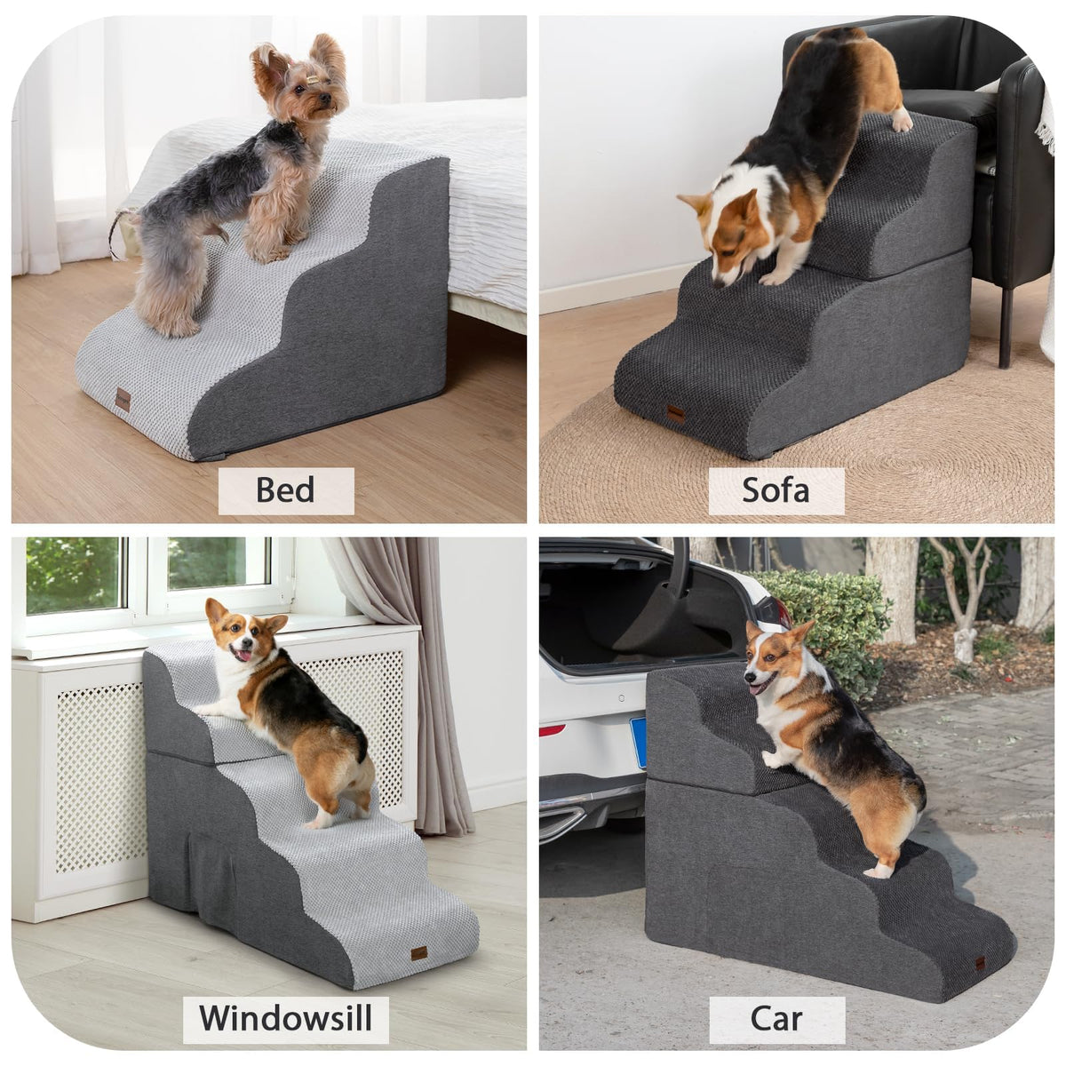 5-Step Non-Slip Dog Stairs with Tunnel W6946