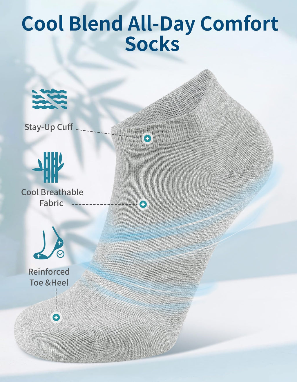 Bamboo Viscose Thin Ankle Socks 6 Pairs P425