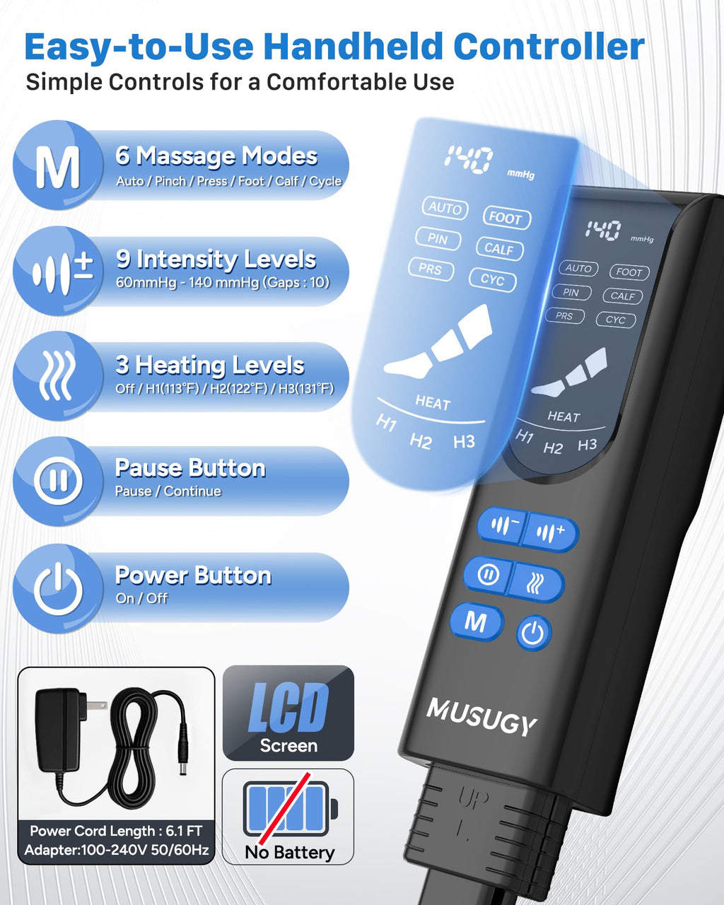 Air Compression Leg Massager with Heat L379