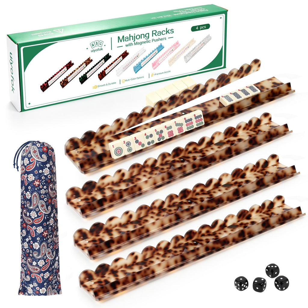 Set of 4 20 Inch Amber Tortoise Acrylic Mahjong Racks with Pushers I926419