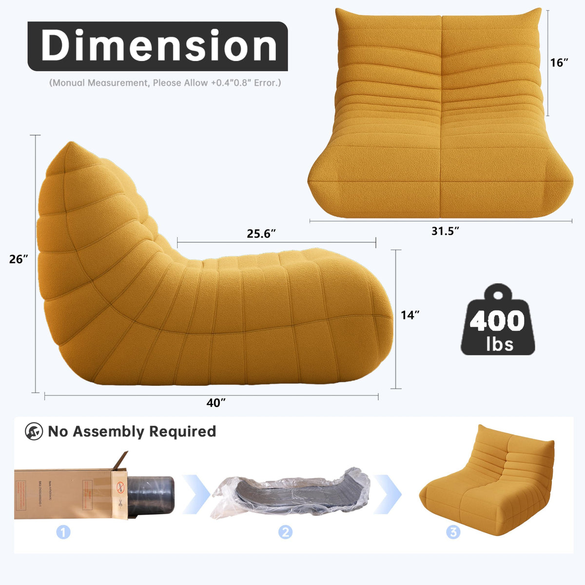 Giant Bean Bag Chair with Memory Foam K8016