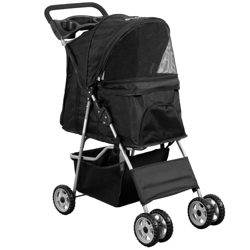 Black 4 Wheel Foldable Pet Stroller A619361